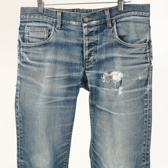 Prada Medium-Blue Distressed Tapered-Fit Jeans - Picture 3 of 16